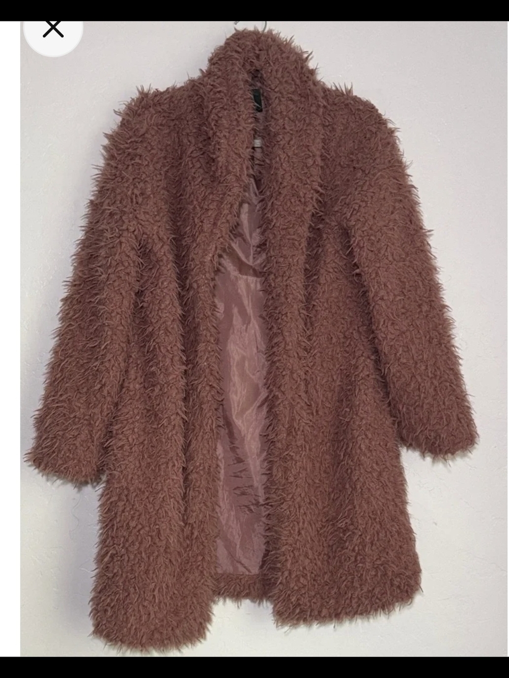 Women's Plush Faux-Fur Open Front Coat in brown